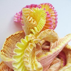 Plicatwill pleated full lenght scarf multicolor in silk twill made by sophie guyot silks workshop in Lyon France