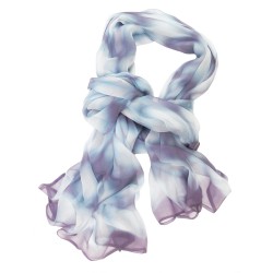 Foulard long et léger en mousseline de soie teinture artisanale motif shibori  itajime