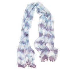 Foulard long et léger en mousseline de soie teinture artisanale motif shibori  itajime