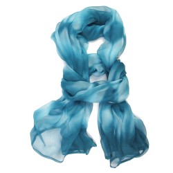 Foulard long et léger en mousseline de soie teinture artisanale motif shibori  itajime