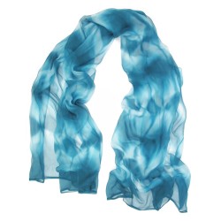 Foulard long et léger en mousseline de soie teinture artisanale motif shibori  itajime