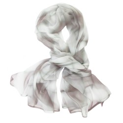Foulard long et léger en mousseline de soie teinture artisanale motif shibori  itajime