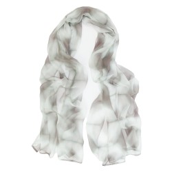 Foulard long et léger en mousseline de soie teinture artisanale motif shibori  itajime