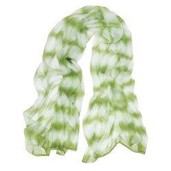 Foulard long et léger en mousseline de soie teinture artisanale motif shibori  itajime