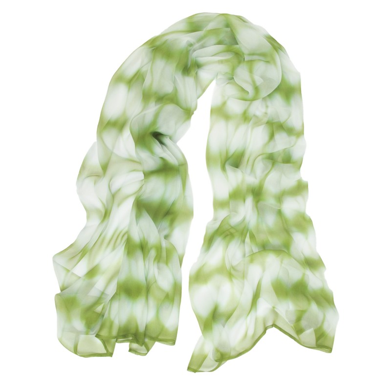 Foulard long et léger en mousseline de soie teinture artisanale motif shibori  itajime