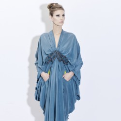 SWIMMING BLUE China Crepe dresses