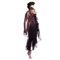 Robe corolle en organza de soie plissé multicolore fabriqué à Lyon, France par Sophie Guyot Soieries