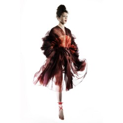 Tutu dress, pleated silk organza, multicolor made in Lyon France, sophie Guyot Silks