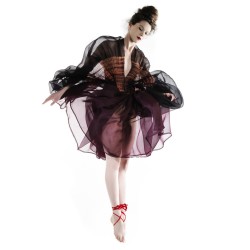 Robe tutu simple en organza de soie plissé multicolore fabriqué à Lyon, France par Sophie Guyot Soieries