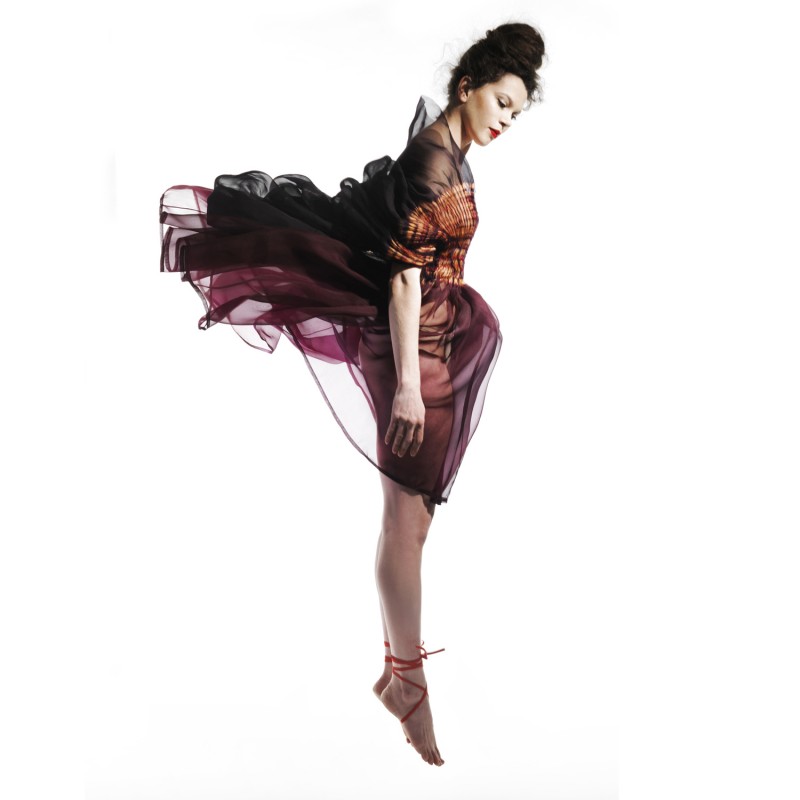 Robe tutu simple en organza de soie plissé multicolore