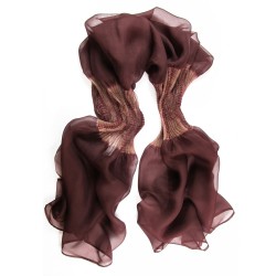 Étole juliette 032 multicolore en organza de soie plissé, teint et fabriqué à Lyon en France par Sophie Guyot Soieries