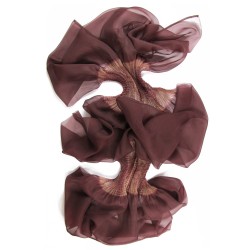 Stole Juliette Multicolored 032 in pleated silk organza, dyed and made by sophie guyot silks in Lyon France