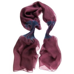 Stole Juliette Multicolored 038 in pleated silk organza, dyed and made by sophie guyot silks in Lyon France