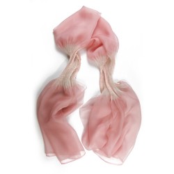 Stole Juliette two-tone 023 in pleated silk organza, dyed and made by sophie guyot silks in Lyon France