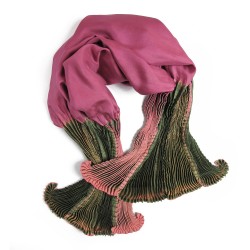 Coulipli 016 multicolored scarf, pleated silk twill by sophie guyot in Lyon France