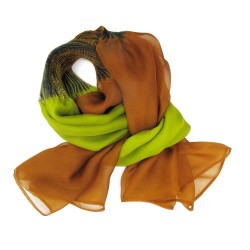 Stole Juliette Multicolored 041 in pleated silk organza, dyed and made by sophie guyot silks in Lyon France