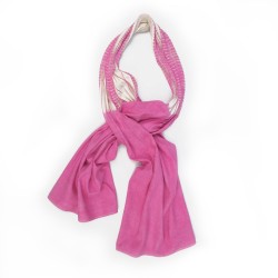 Baobab scarf two-tone 052, pleated and dyed silk noil, made by sophie guyot silks in Lyon, France.