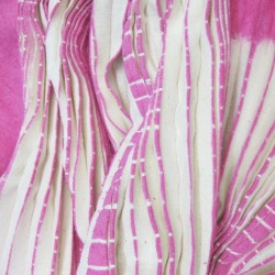 Baobab scarf two-tone 052, pleated and dyed silk noil, made by sophie guyot silks in Lyon, France.