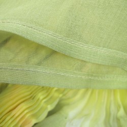 Short scarf paplillon multicolored 044 in pleated silk organza, dyed and made by sophie guyot silks in Lyon France