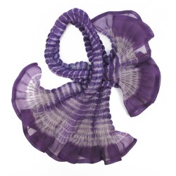Short scarf paplillon two-tone 073 in pleated silk organza, dyed and made by sophie guyot silks in Lyon France