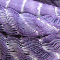 Short scarf paplillon two-tone 073 in pleated silk organza, dyed and made by sophie guyot silks in Lyon France