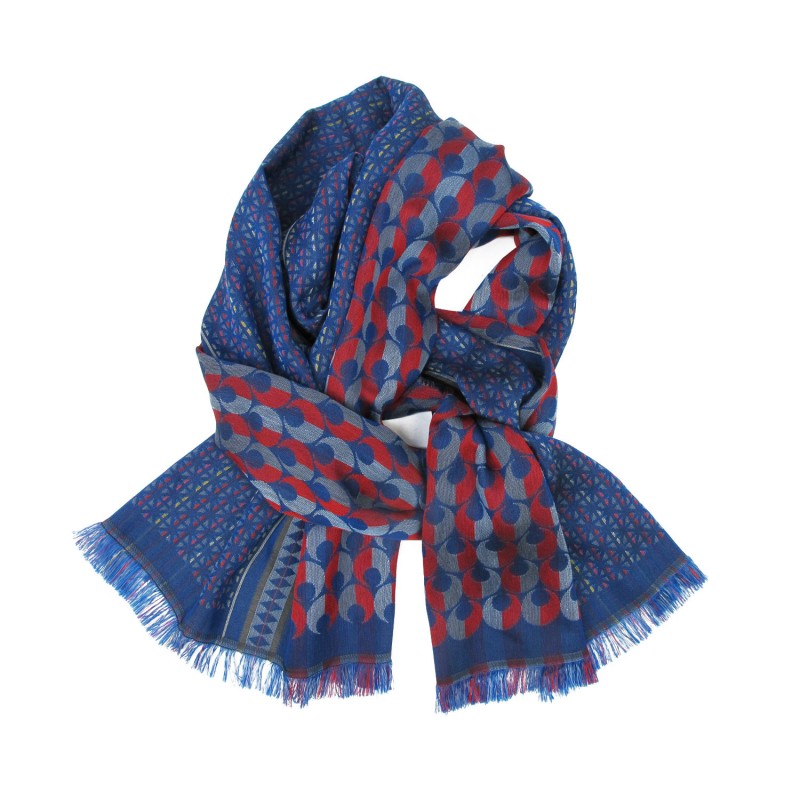 Woven scarf, midi, silk & cotton, made in Lyon France by sophie guyot silks, worn