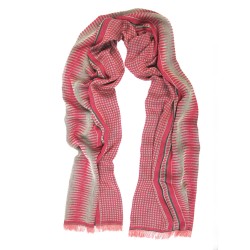 Woven scarf Croix-Rousse midi pink & celadon dots & diamonds made in lyon by sophie guyot silks