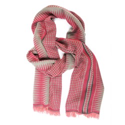 Woven scarf Croix-Rousse midi pink & celadon dots & diamonds made in lyon by sophie guyot silks