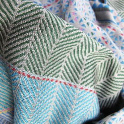 Midi scarf, macro micro, silk & wool, multicolor, made in Lyon France by sophie guyot silks