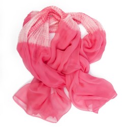 Long pleated two-tone extramousse scarf in silk chiffon by sophie guyot silks lyon france