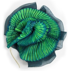 Multicolor pleated BIBI paplillon in silk organza, made in Lyon, France by Sophie Guyot Soieries from a shibori technique