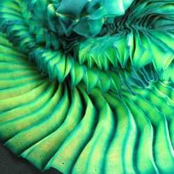 Multicolor pleated BIBI paplillon in silk organza, made in Lyon, France by Sophie Guyot Soieries from a shibori technique
