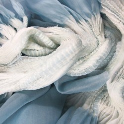 Cape stole paplibulle two-tone 002, pleated silk organza by sophie guyot silks made in Lyon France