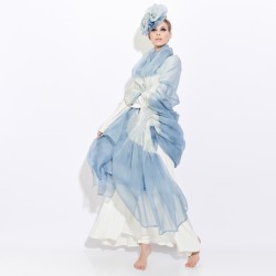 Cape stole paplibulle two-tone 002, pleated silk organza by sophie guyot silks made in Lyon France