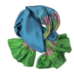 Étole plissenpli maxi multicolore 022 en twill de soie plissé et teint, fabriqué à lyon france sophie guyot soieries