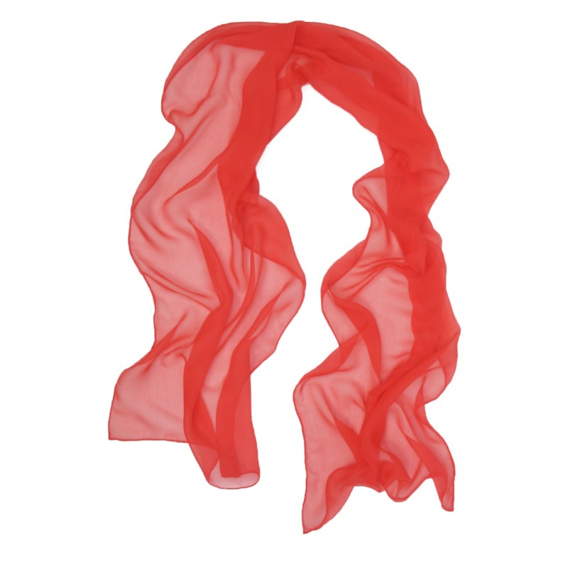 Écharpe 180 unie rouge mousseline de soie roulottée lyon france guyot
