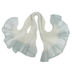 Short scarf paplillon two-tone 036 in pleated silk organza, dyed and made by sophie guyot silks in Lyon France