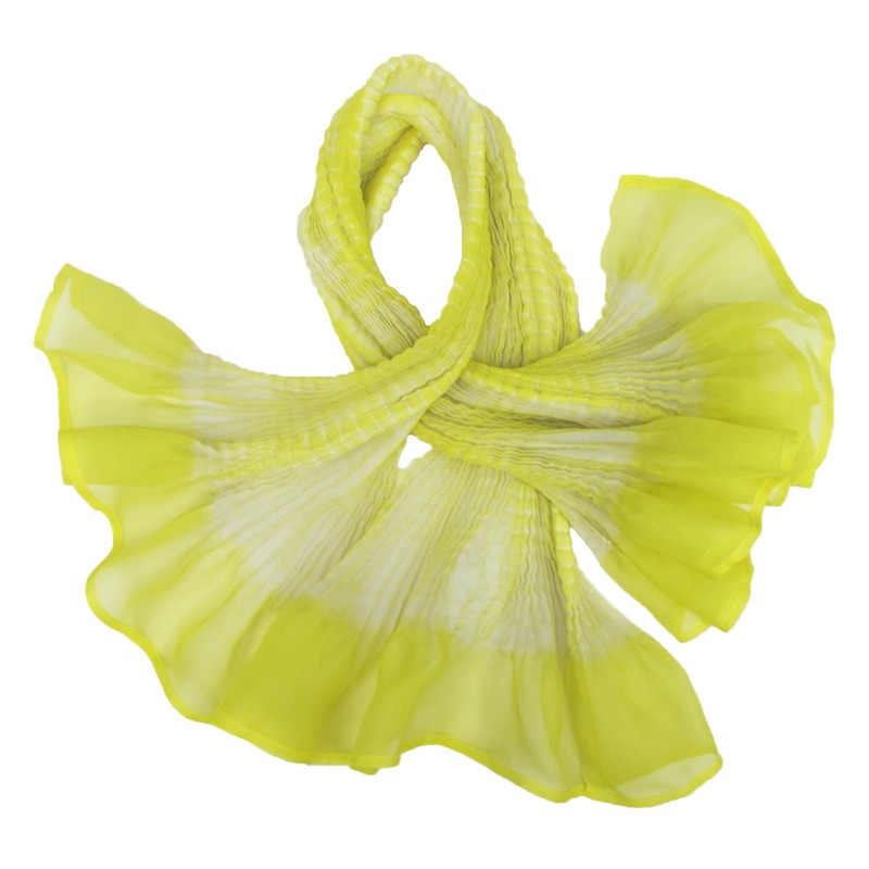 Short scarf paplillon two-tone 033 in pleated silk organza, dyed and made by sophie guyot silks in Lyon France