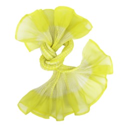 Short scarf paplillon two-tone 033 in pleated silk organza, dyed and made by sophie guyot silks in Lyon France