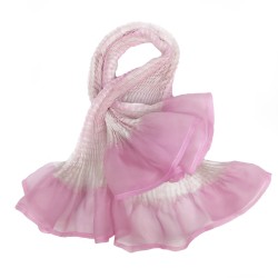 Écharpe courte paplillon bicolore 040 en organza de soie plissé, teint et fabriqué à Lyon en France par Sophie Guyot Soieries