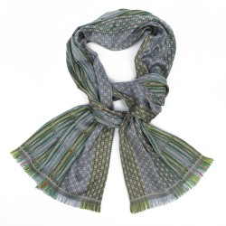 Midi woven scarf silk wool parc de la tete d'or made in Lyon France sophie guyot silks lyon france