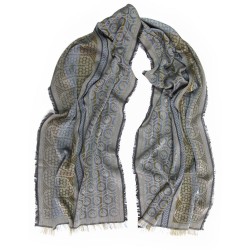 Woven scarf midi multicolor corda pop circuit grid hoses silk cotton made in lyon france