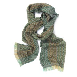 Narrow woven scarf, silk and cotton, made in Lyon France by sophie guyot silks design