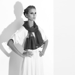 Mimousse pleated scarf in silk muslin made in Lyon France Sophie Guyot designer for fashion accessories and silks