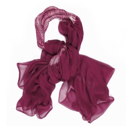 Long  pleated scarf in silk muslin Mimousse made in Lyon France Sophie Guyot designer for fashion accessories and silks