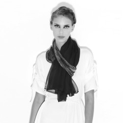 Pleated granmousse scarf in silk muslin made in Lyon France Sophie Guyot designer fashion accessories and silks
