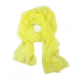 Scarf 180 plain silk chiffon rolled finish, clear yellow, by sophie guyot silks made in lyon france
