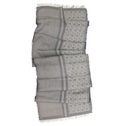 Woven scarf midi corda grey pop circuit grid hoses silk cotton made in lyon france