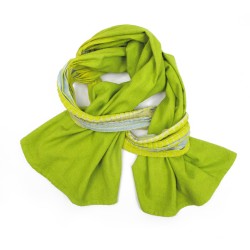 Baobab long scarf pleated and dyed silk noil, multicolor made by sophie guyot silks in Lyon, France.