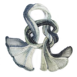 Plicatwill pleated full lenght scarf two tone in silk twill made by sophie guyot silks in Lyon France